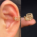 1Pc Hollow Geometry Rainbow CZ Cuff Wrap Clip On Earrings Women Girls Climber Ear Cartilage Bone Clips Fake Earring Non Piercing